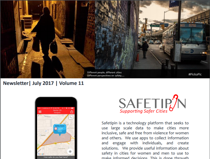 SafetiPin Newsletter - July 2017 Edition